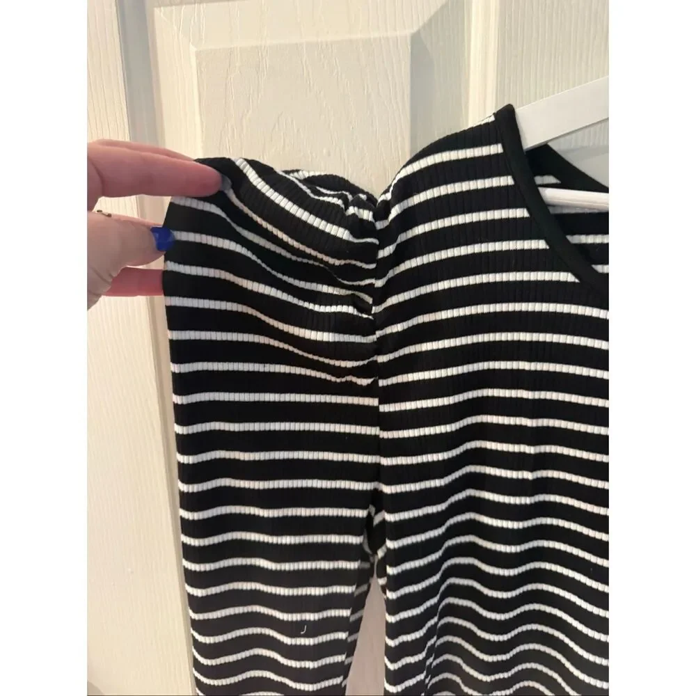 Anthropologie Porridge Black & White Stripe Keyhole Puff Sleeve Top sz 2X NWT